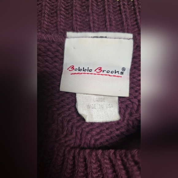 Bobbie Brooks Plum Cable Knit Sweater  Women’s Large  Cozy Winter Knit Vintage - Picture 5 of 8